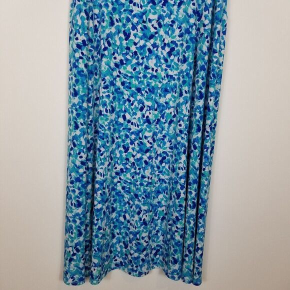 Susan Graver Women Plus Liquid Knit Sleeveless Midi Dress Sz 2X Blue Travel - Picture 3 of 8
